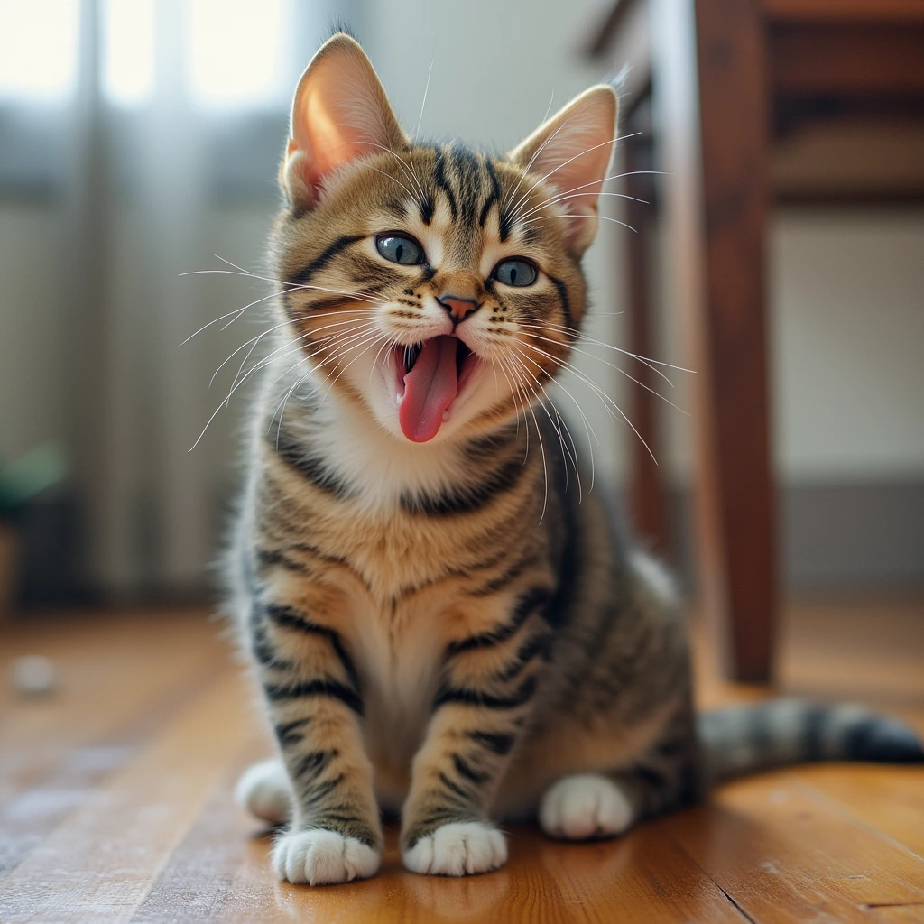 coughing cat