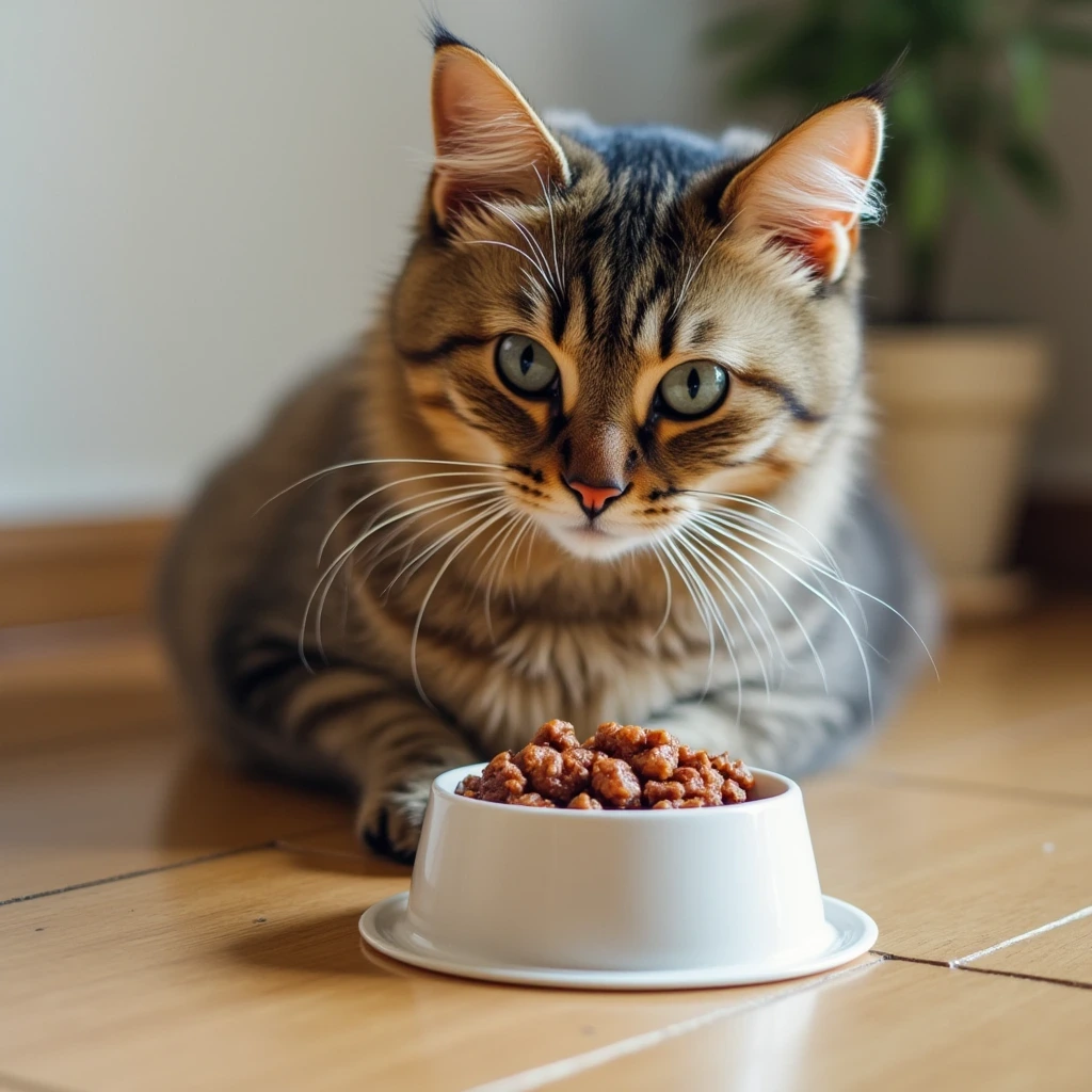 A bowl filled with Smallbatch cat food, prepared with premium, all-natural ingredients for optimal cat health.