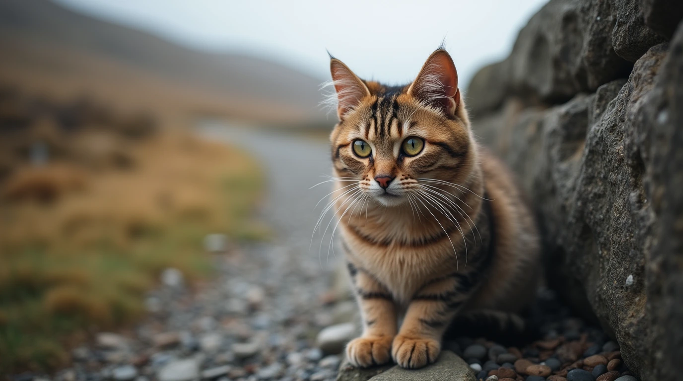 A Scottish Fold kitten playing in a breeder's garden, representing ethical cat breeding practices in Scotland.
