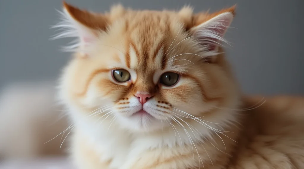 Persian Cat with food and vet care supplies.