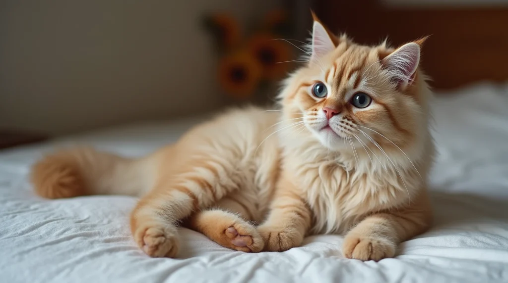 Persian Cat next to a calculator and price list.