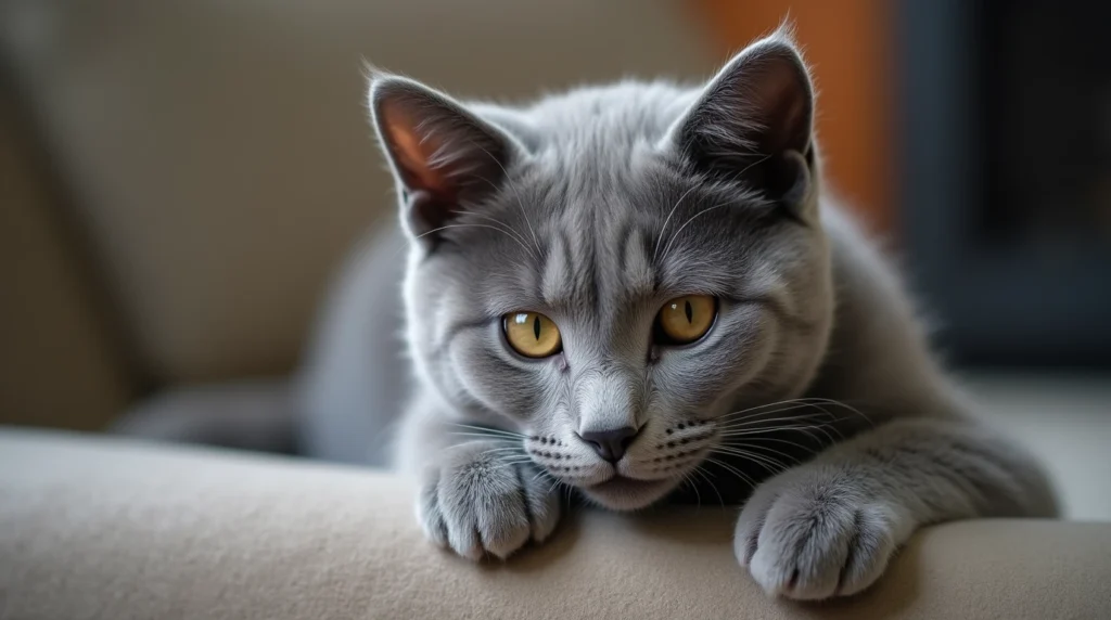 A dilute tortoiseshell cat curled up, featuring a mix of pale grey, cream, and faint orange fur patterns.
