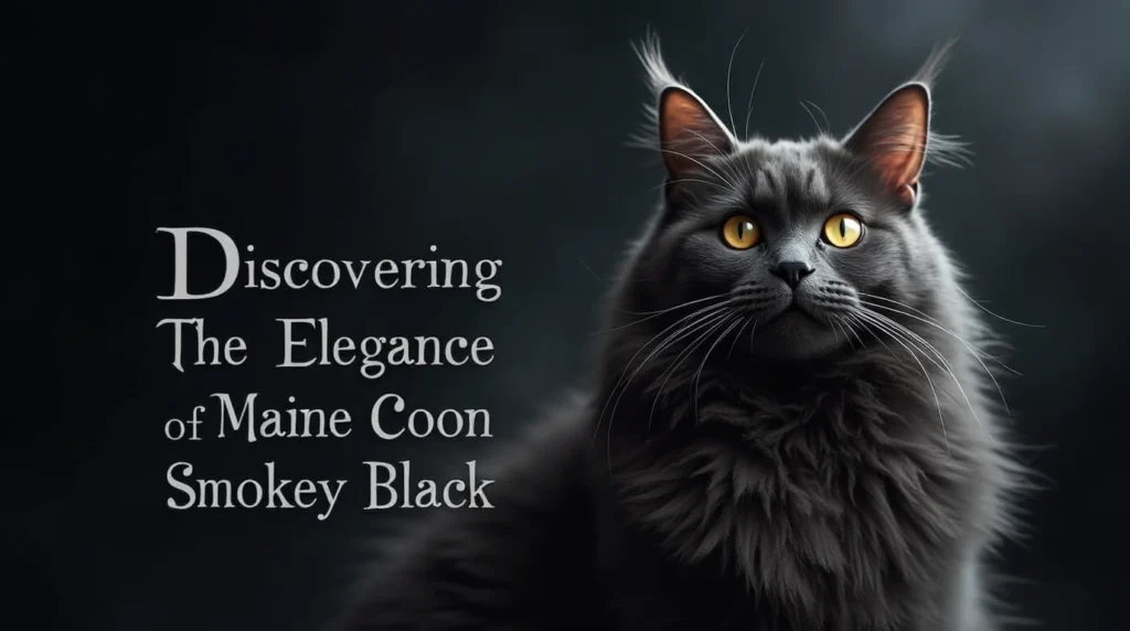 Majestic Maine Coon Smokey Black cat with shimmering fur
