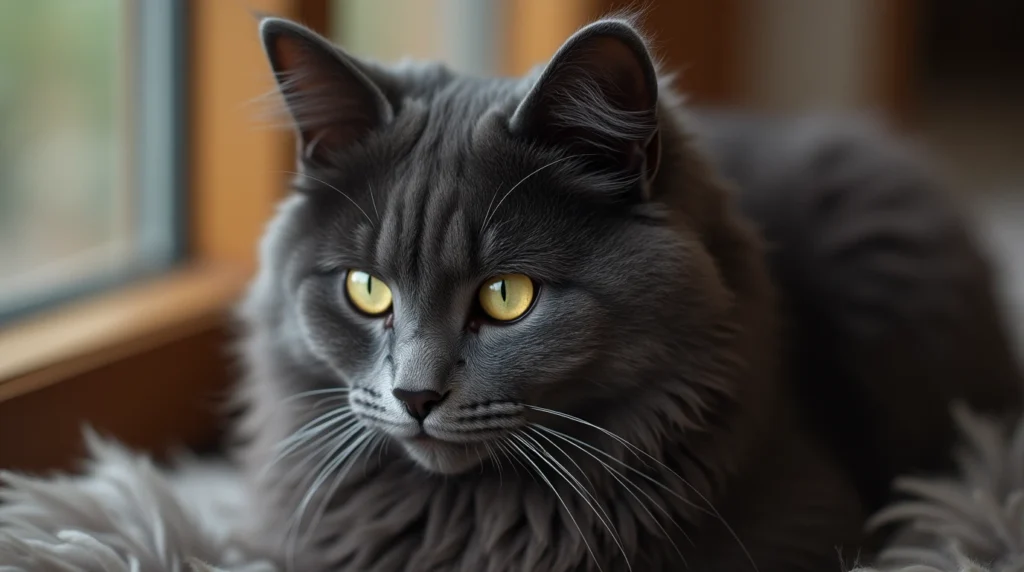 Maine Coon Smokey Black cat with deep, dark fur