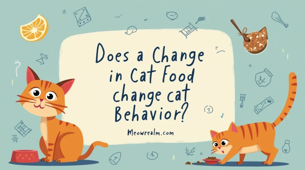 Cat looking curiously at a new bowl of food, exploring how food changes behavior.
