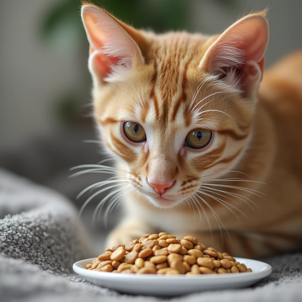 Cat’s behavior change due to new food, showing a shift in temperament.