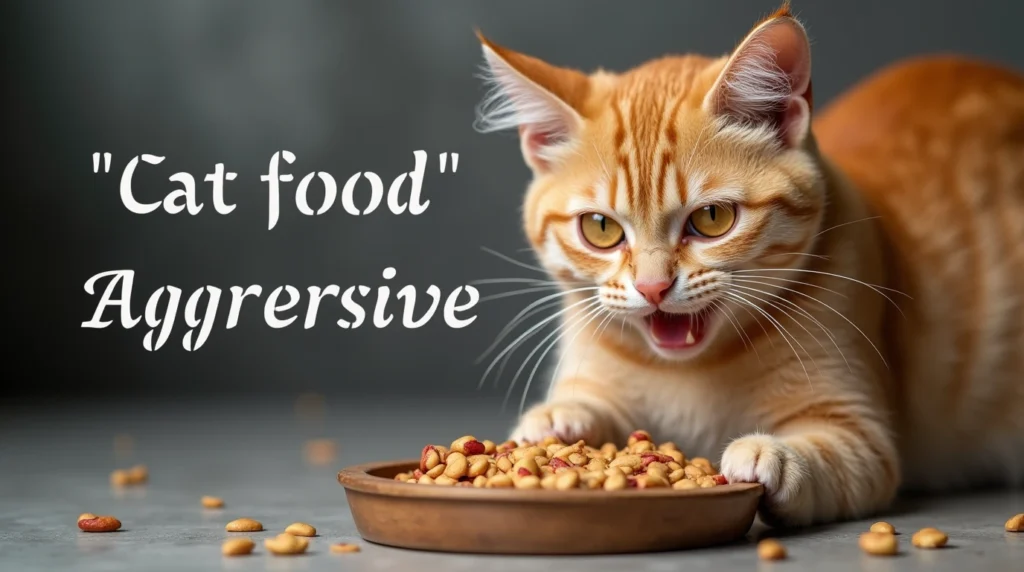 Kitten showing food aggression by growling during feeding time