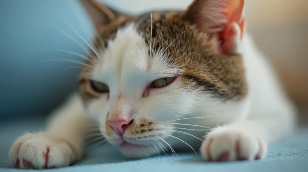 A veterinarian comforting a distressed cat during a behavioral euthanasia consultation.