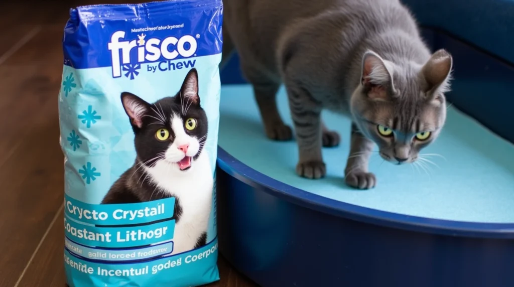 Frisco Cat Litter with clumping action in a clean litter box
