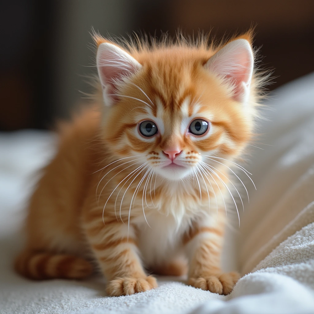 Orange Maine Coon kitten with tufted ears and bushy tail