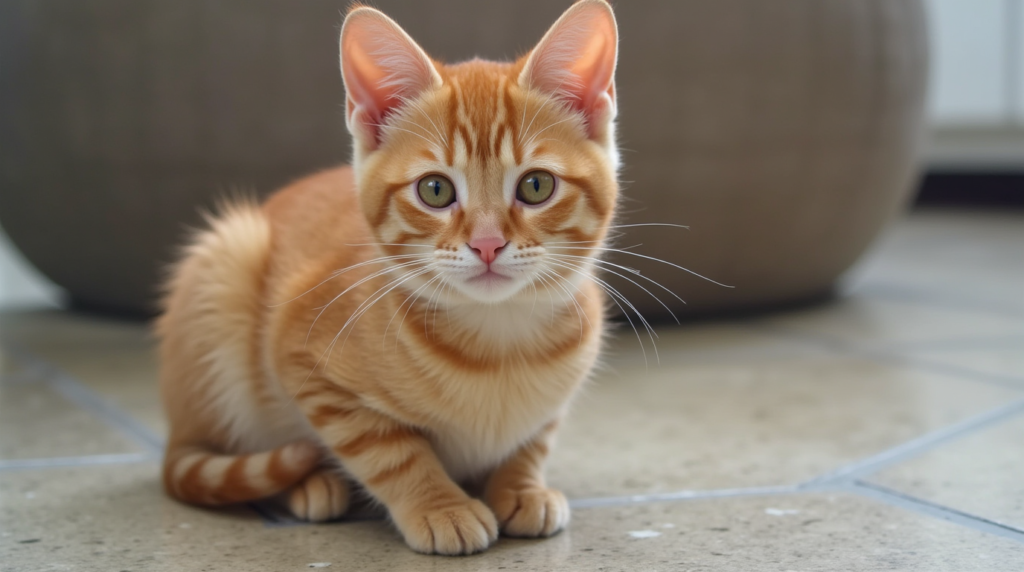 family sitting on a couch with their american shorthair cat orange curled up in their laps