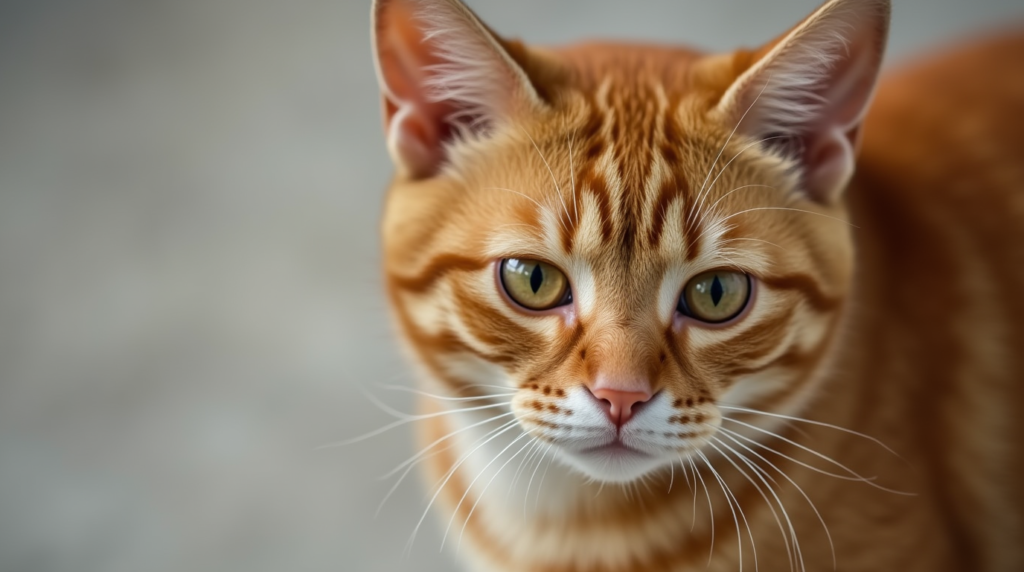 american shorthair cat orange playing with a feather toy on a wooden floor