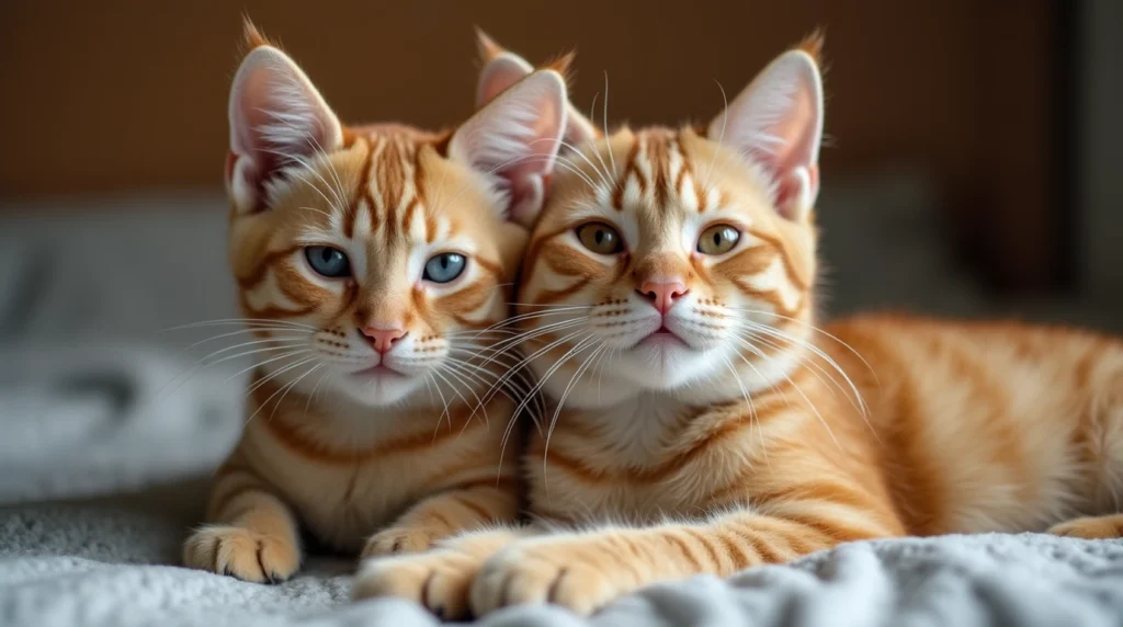 A couple of cats sharing a meal together, highlighting their companionship and healthy diet.