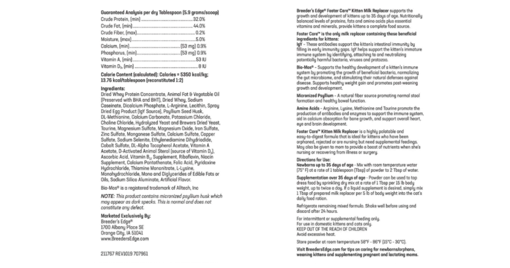 breeder's edge kitten formula