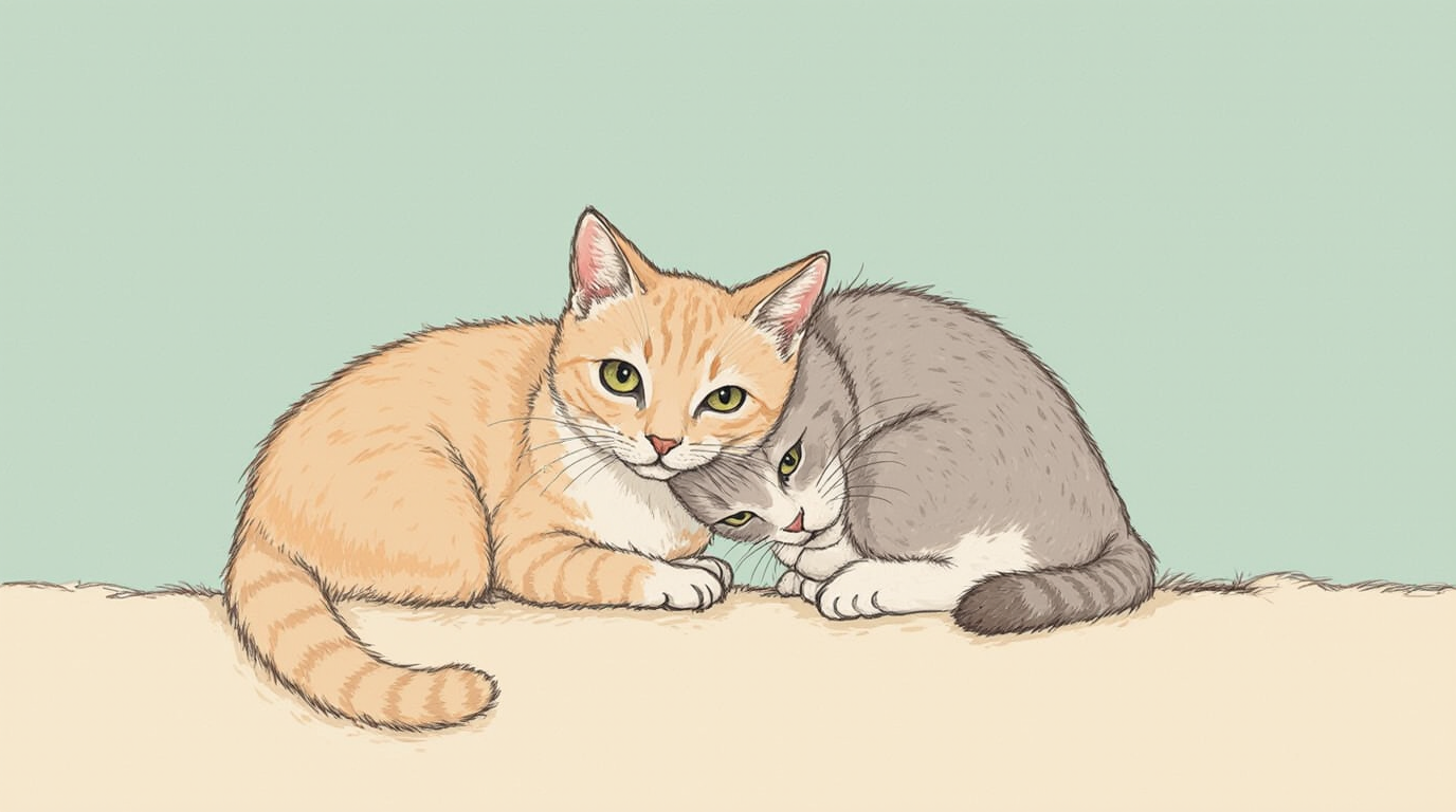 cat couple doodle
